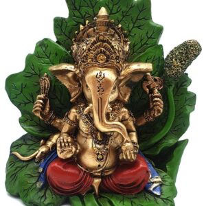 Statue Ganesh sur Feuille 11cm