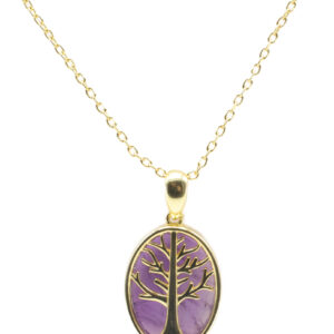 Collier Argent 925 Amethyste & Arbre de Vie