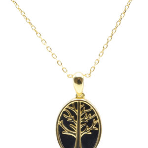 Collier Argent 925 Onyx & Arbre de Vie