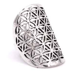 Bague Laiton Fleur de Vie Argent