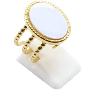 Bague Inox plaquée Or Nacre